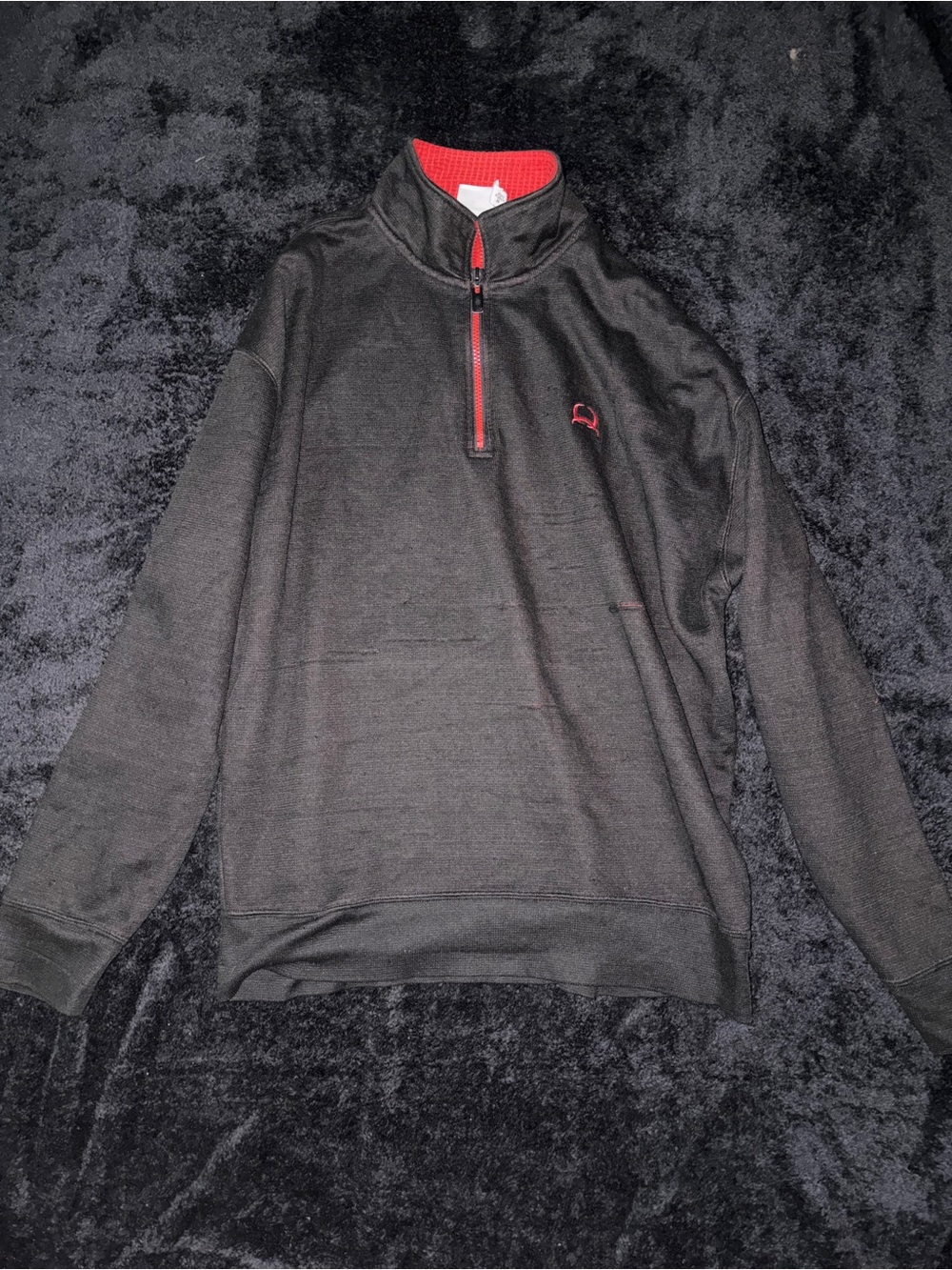 Cinch Men's Black Quarter-Zip Sweater with Red Accents